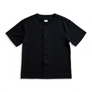 ASCOLOUR Black Baseball Style Short‎ Sleeve Button Up Shirt Womens SML